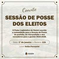 SESSÃO DE POSSE ACONTECE NESTA QUARTA-FEIRA